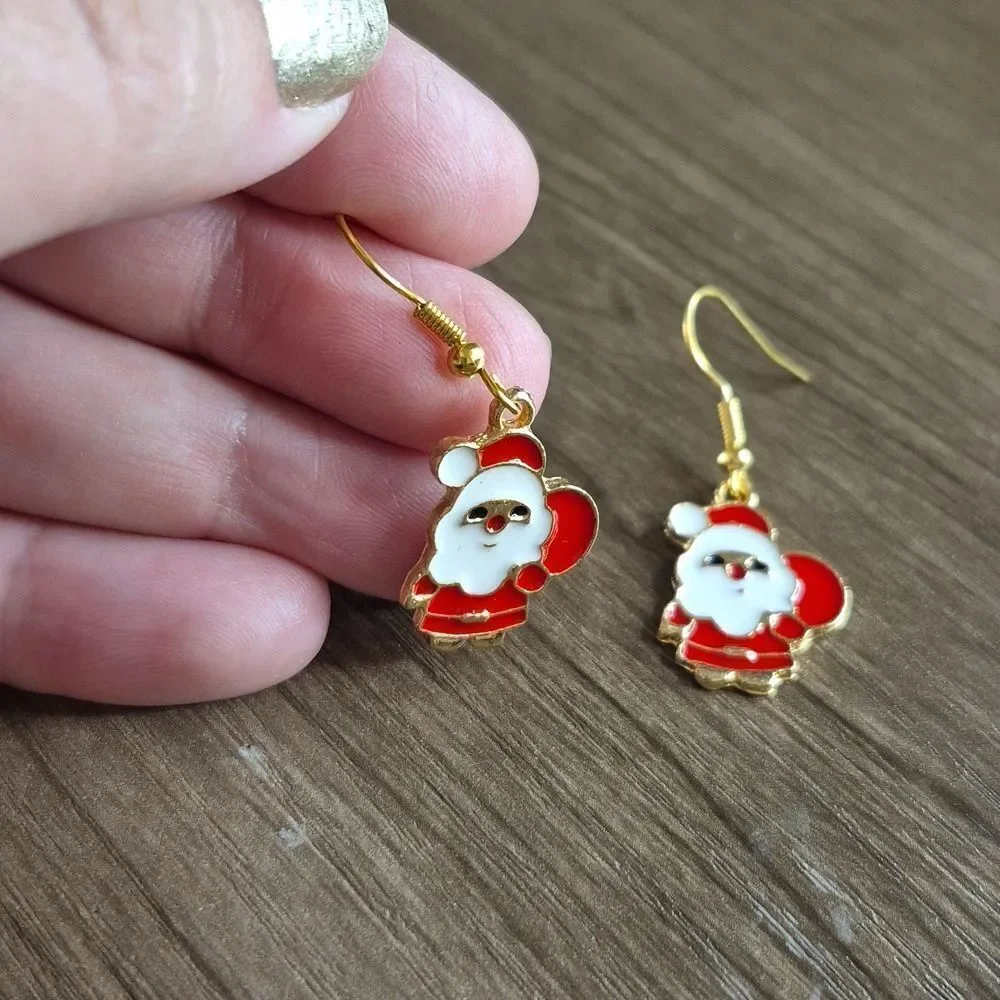 Festive Holiday Santa Full Body Earrings